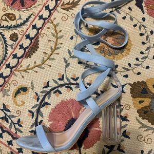 Light blue lace up heels
